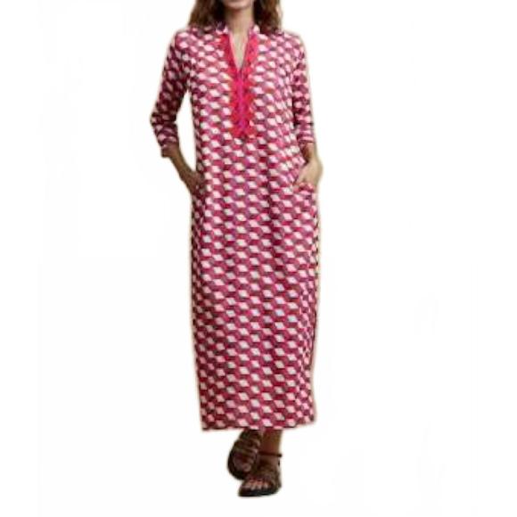 NEW RO'S GARDEN clorinda long kurta dress in etna pink - Picture 1 of 3